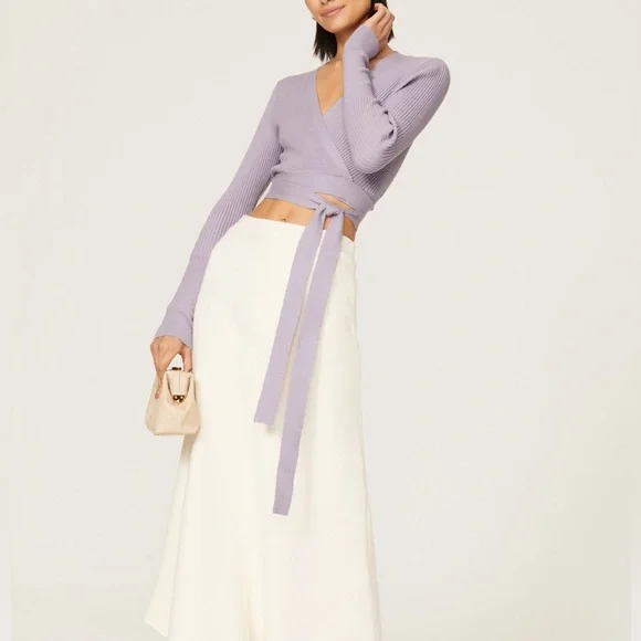 Toccin purple knit wrap sweater. Cropped. Size XS - Picture 2 of 15